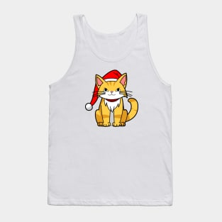 XMas Funny Cute Cat Wearing Christmas Santa Hat T-shirt Tank Top